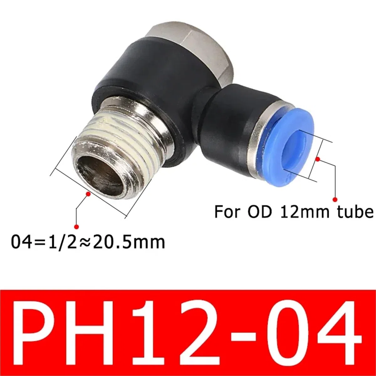 PH pneumatique connecteur rapide tuyau d'eau tuyau 1/8 "1/2 3/8 1/4 coude extérieur hexagone 50 pièces(PH12-04)